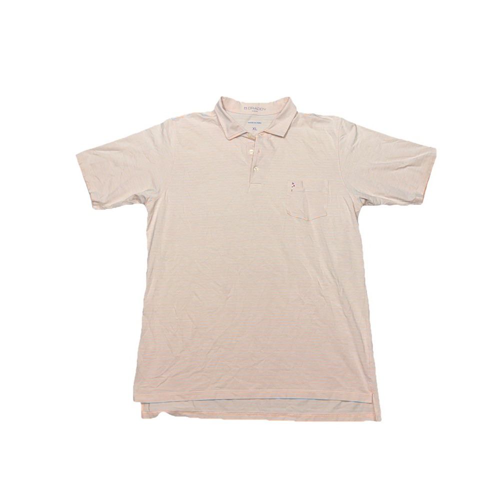 Friars Head B. Draddy Polo Shirt Mens XL‎ Orange Blue Striped Short Sleeve Golf